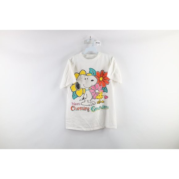 Vintage Tops Vintage 9s Peanuts Snoopy Womens Medium Most Charming Grandma Spell Out Tshirt